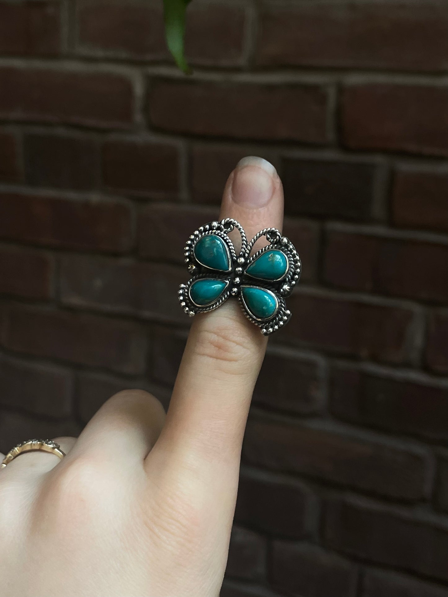 Kingman Turquoise Butterfly Ring | 925 Sterling Silver | Size 6 E317