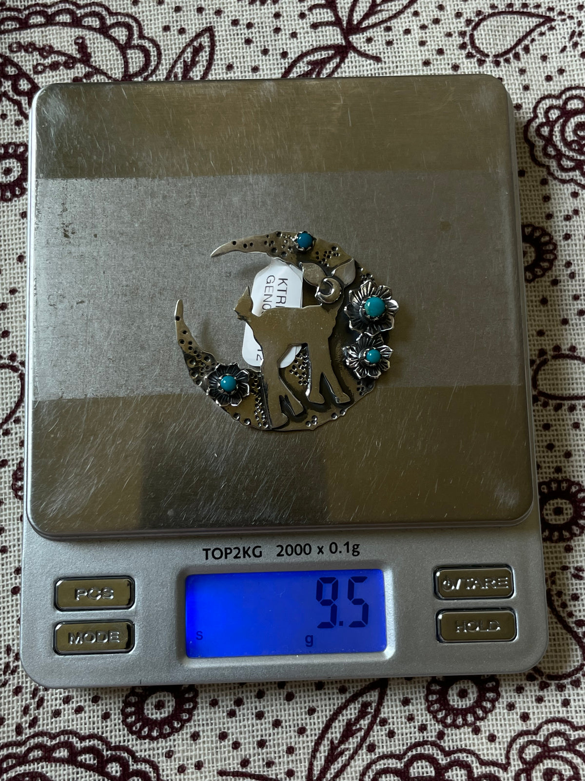 Turquoise Deer Crescent Moon Pendant | 925 Sterling Silver D327