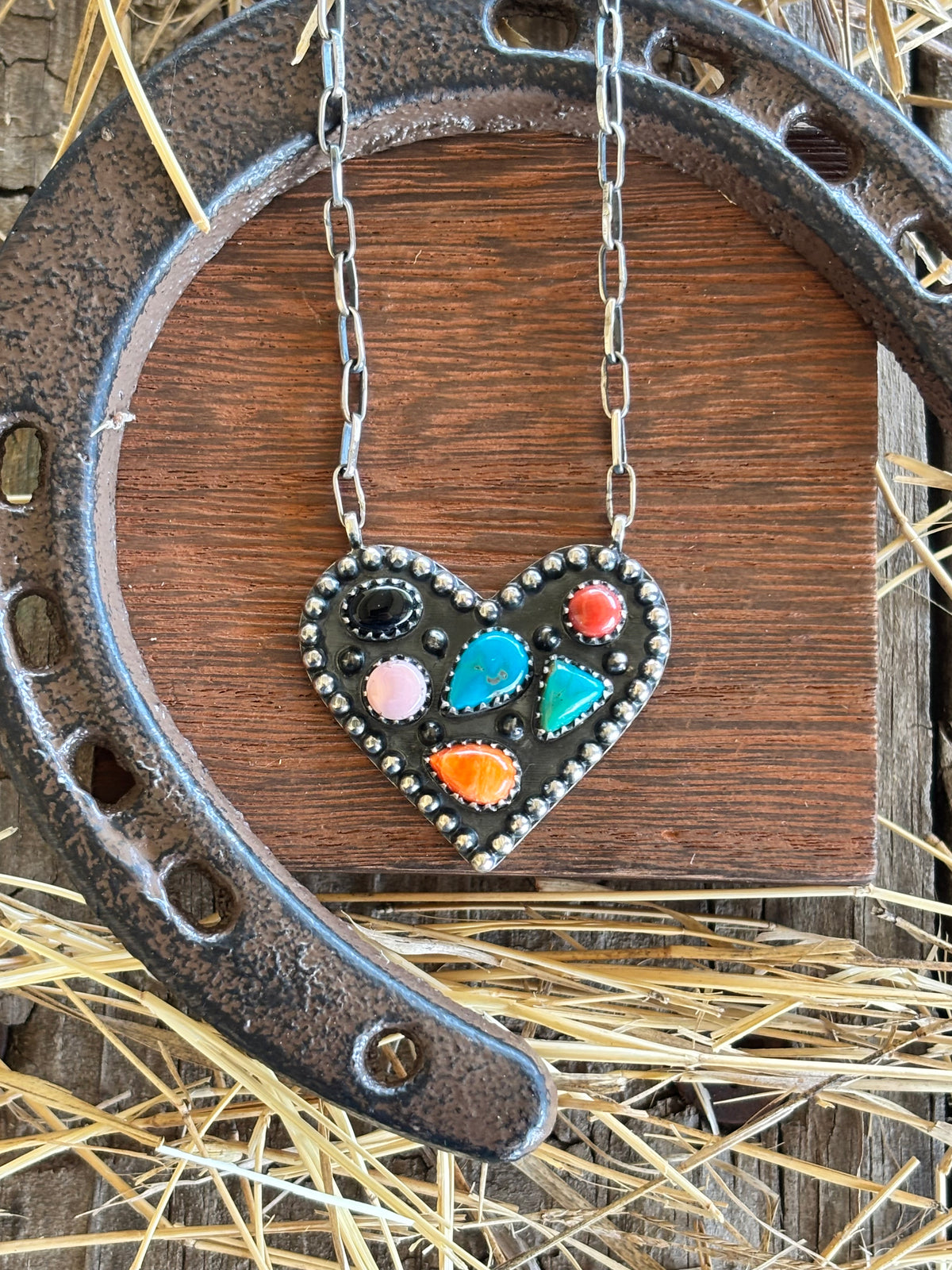 Mixed Stone Heart Necklace | 925 Sterling Silver Z12