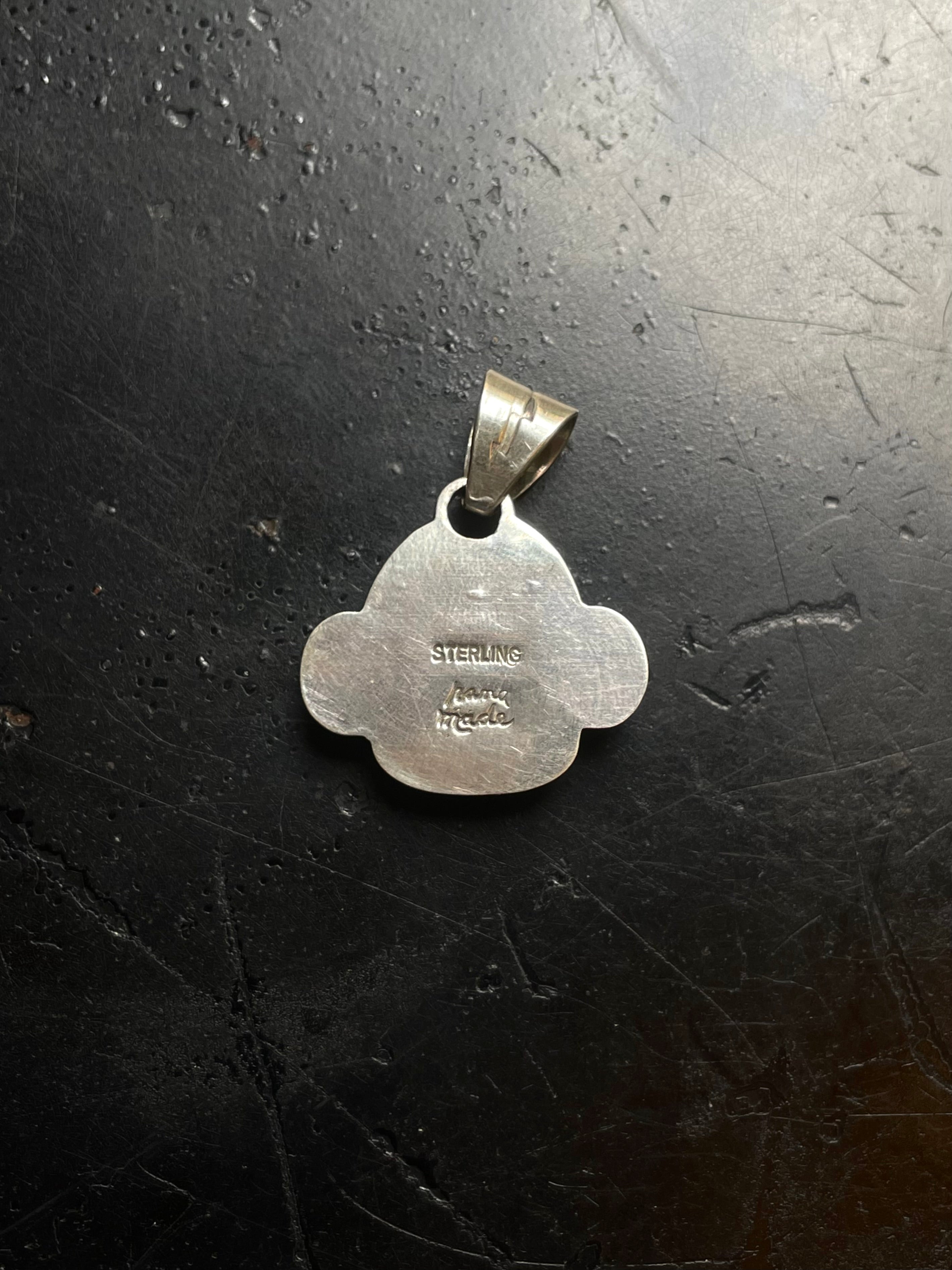 Turquoise Paw Print Pendant | Sterling Silver E706