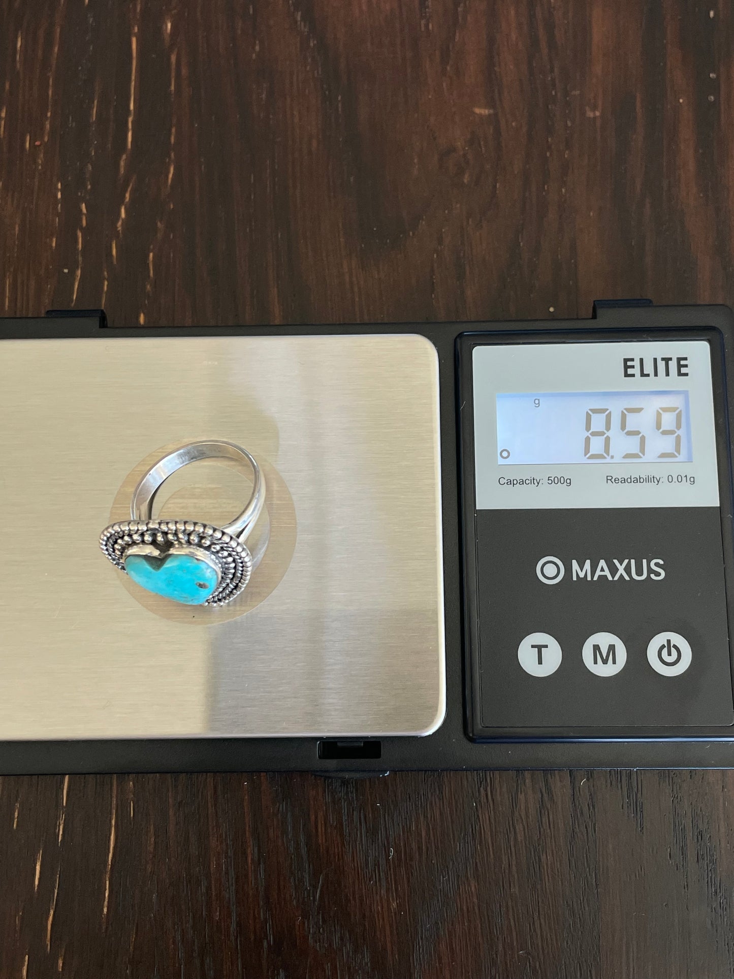 Turquoise Heart Ring Size 9 | Sterling Silver E853