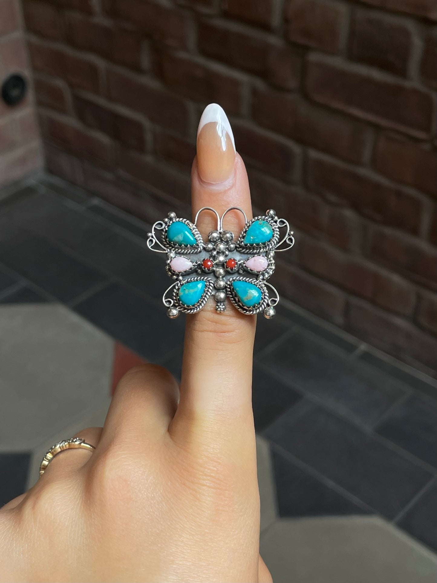 Kingman Turquoise Butterfly Ring | Sterling Silver | Size 6 | A335