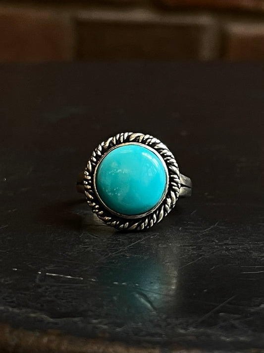 Turquoise Rope Ring | 925 Sterling Silver Size 9 E456
