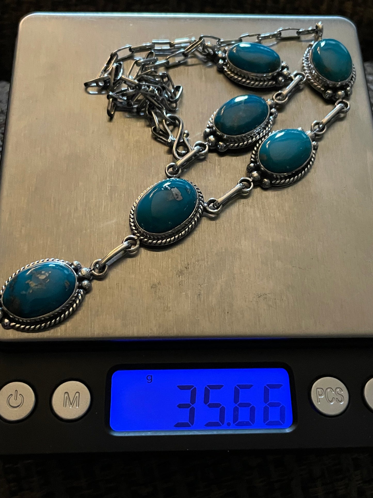 Kingman Turquoise Lariat Necklace | Sterling Silver 925 B879