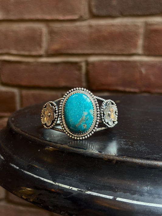 Turquoise Oval Cuff | Sterling Silver | A847