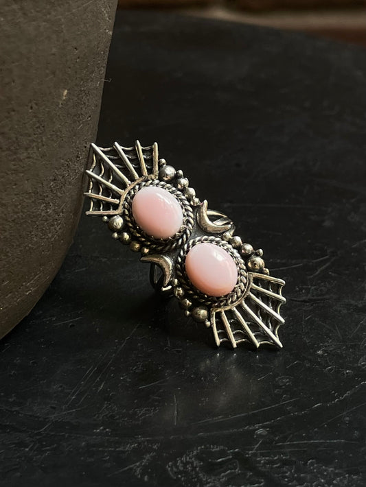 Pink Conch 2 Stone Ring | 925 Sterling Silver | Size 6 E300