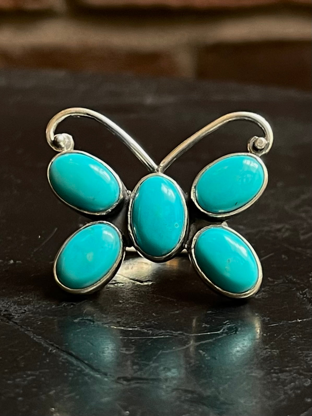 Kingman Turquoise Butterfly Ring Size 6.75 | 925 Sterling Silver G479