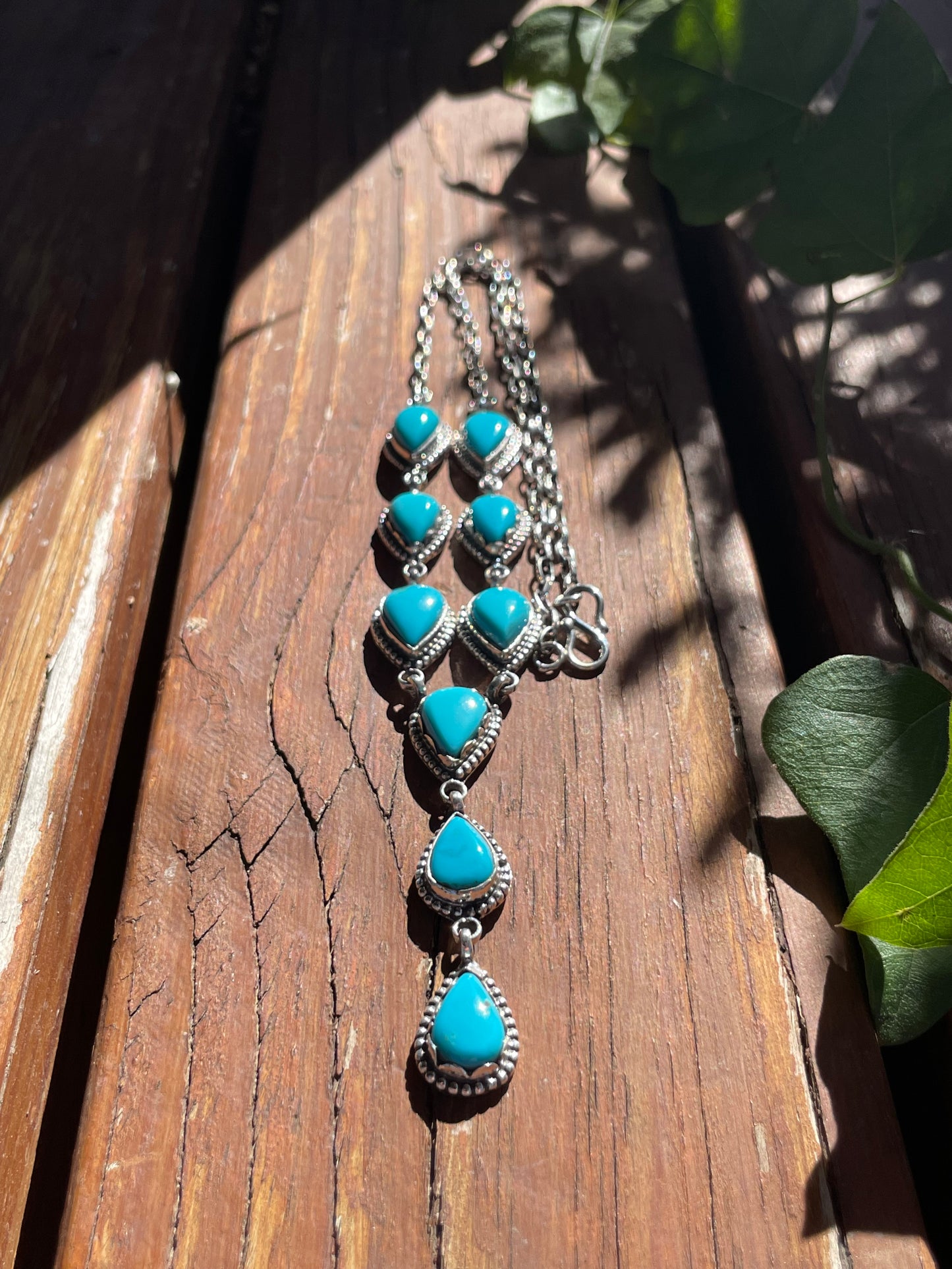 Kingman Turquoise Lariat Necklace | Sterling Silver 925 B872