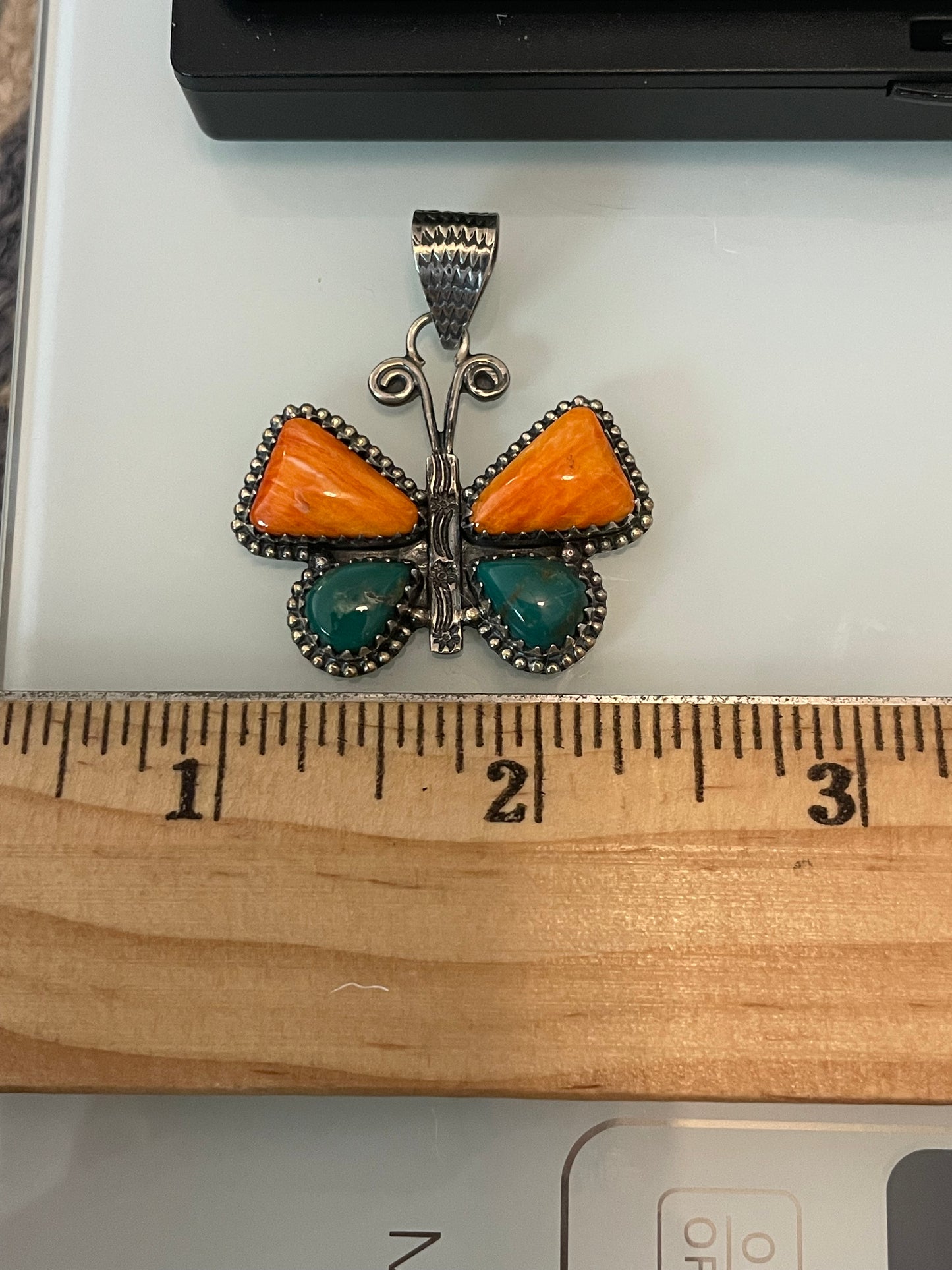 Spiny Oyster & Turquoise Butterfly Pendant | 925 Sterling Silver G240