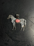 Pink Conch Horse Pendant | 925 Sterling Silver E261