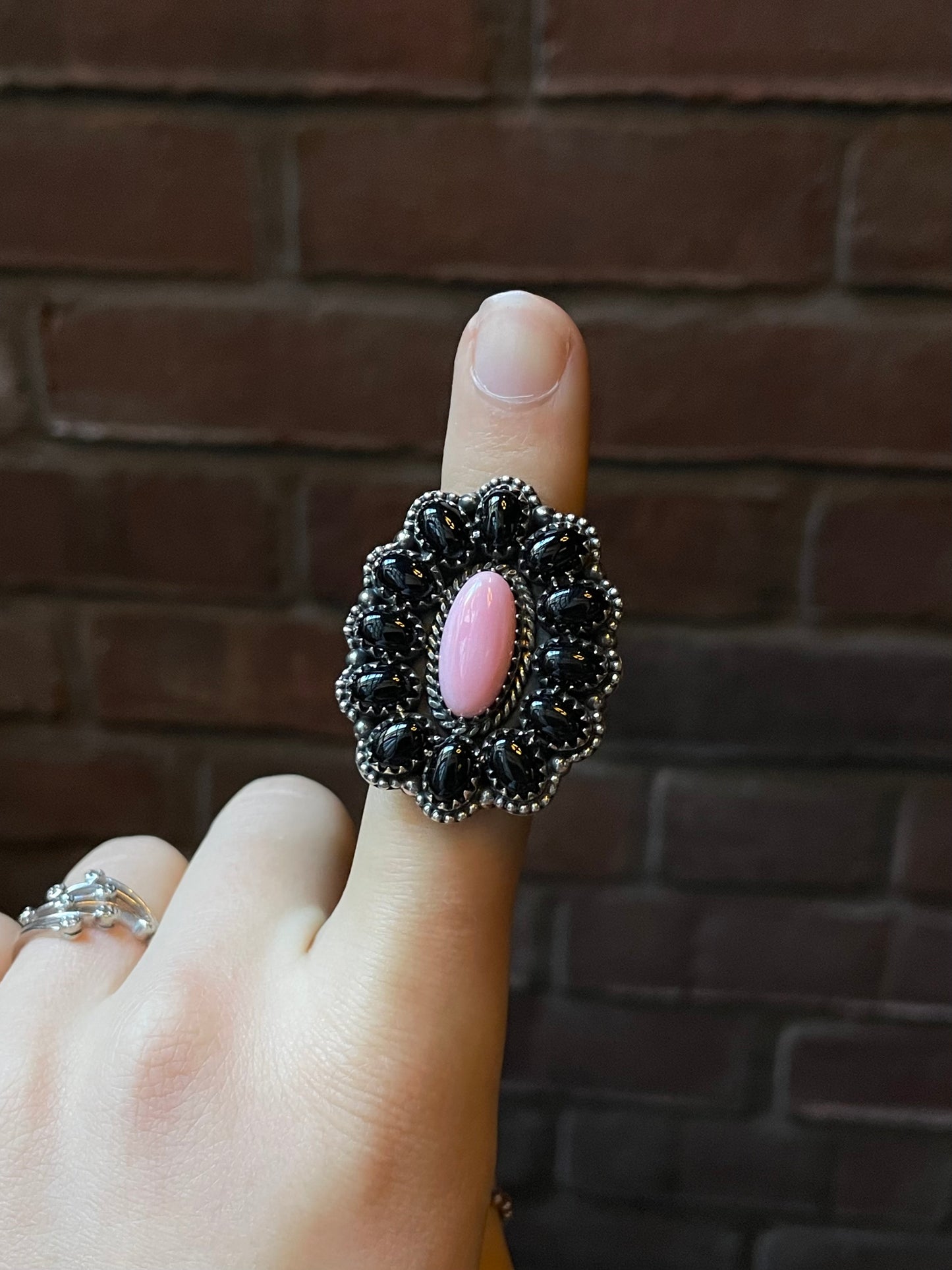 Pink Conch Flower Cluster Ring | Sterling Silver | Size 7 | A130