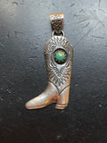 Turquoise Cowboy Boot Pendant | 925 Sterling Silver G621