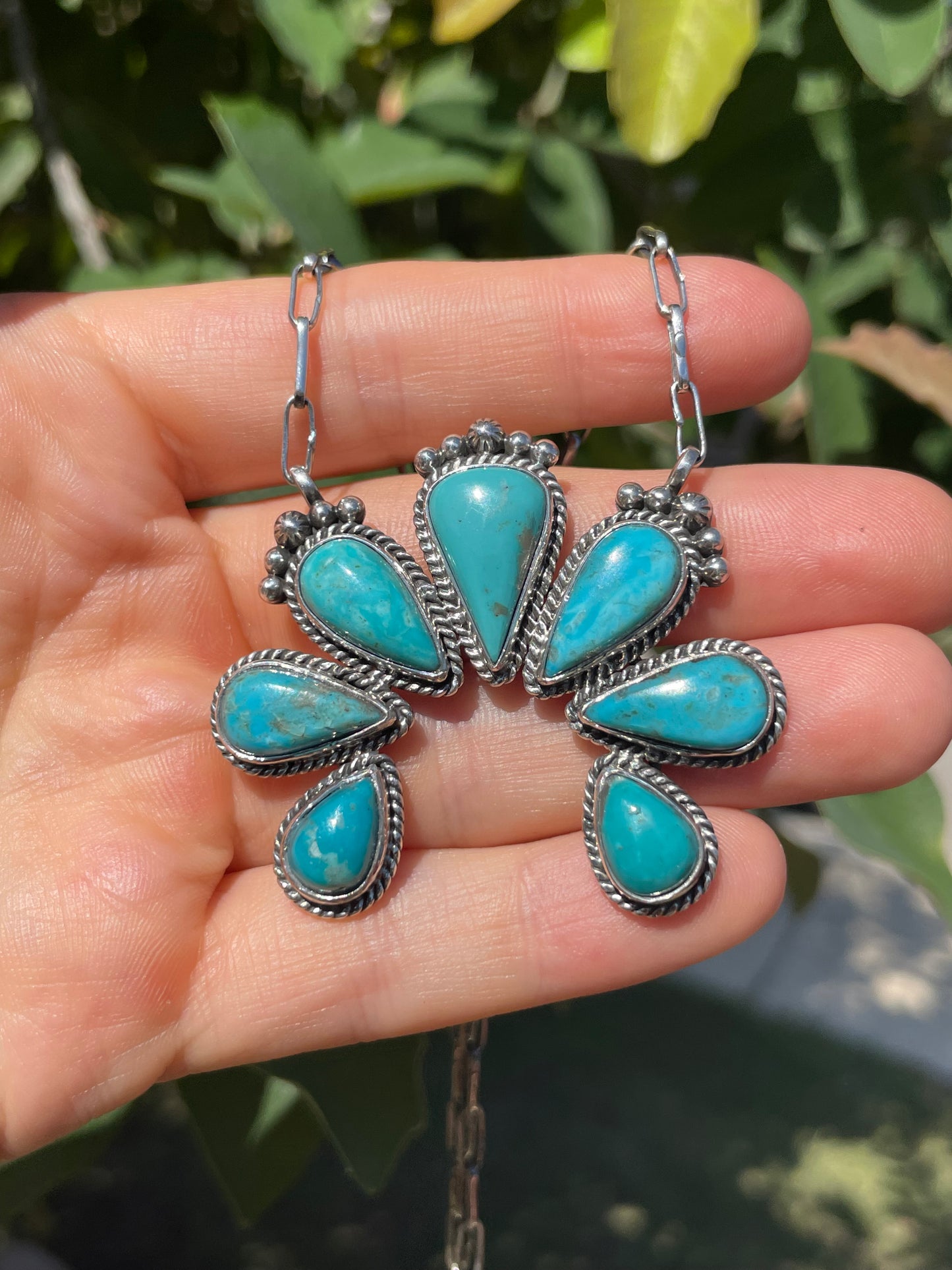 Kingman Turquoise Naja Necklace | 925 Sterling Silver D126