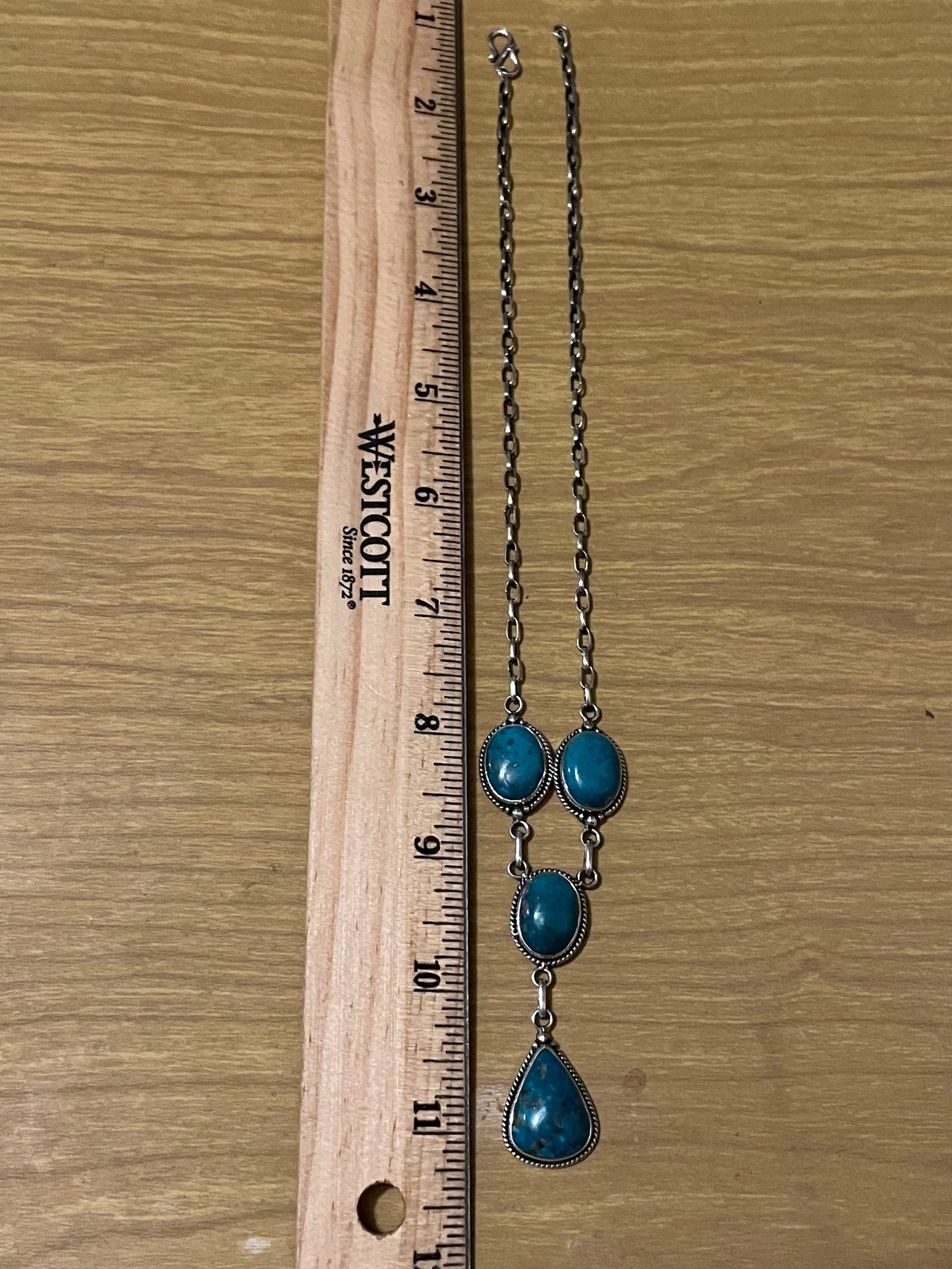 Kingman Turquoise Lariat Necklace | 925 Sterling Silver G408
