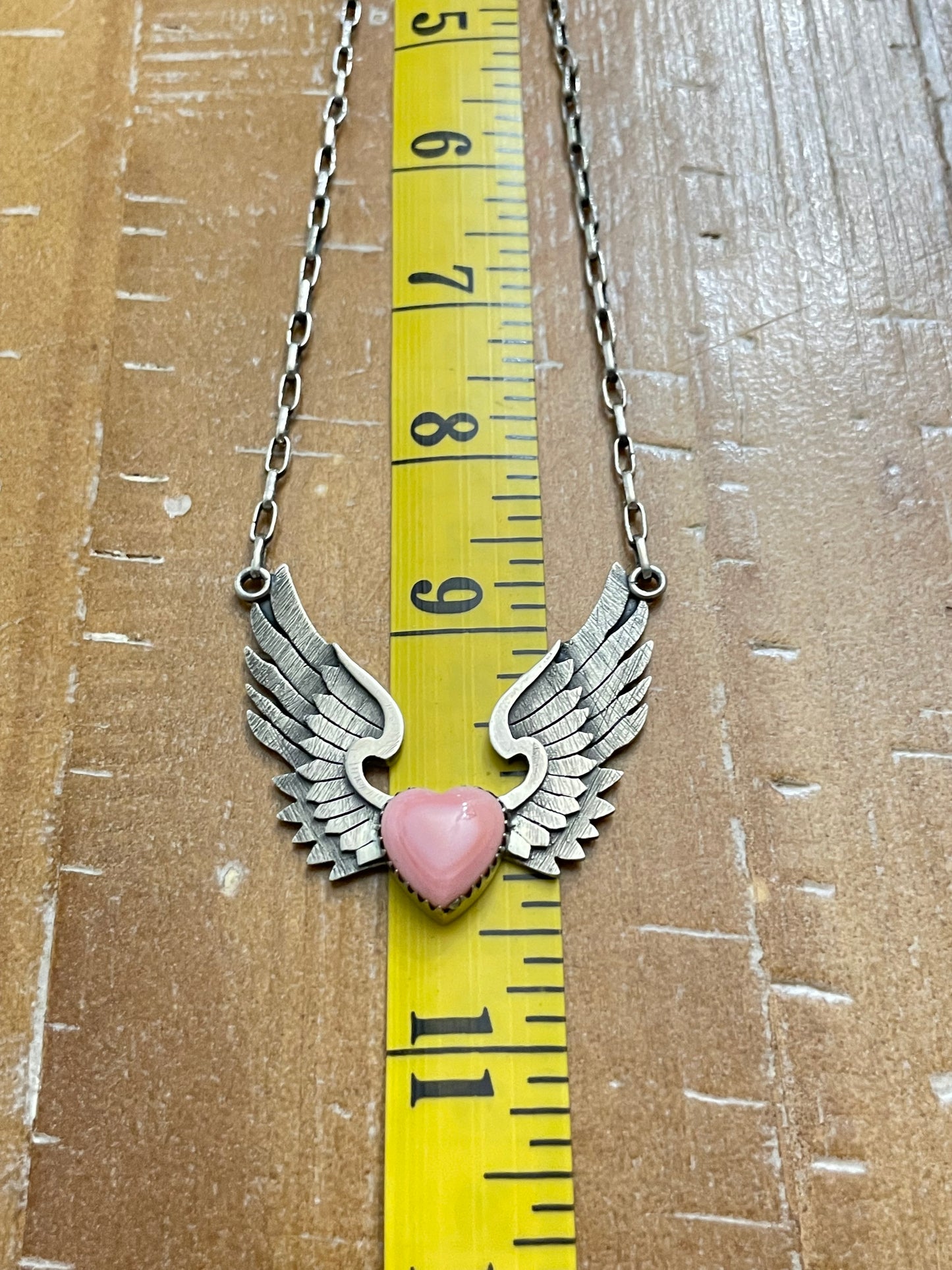 Pink Conch Heart with Wings Necklace | Sterling Silver 925 | B900
