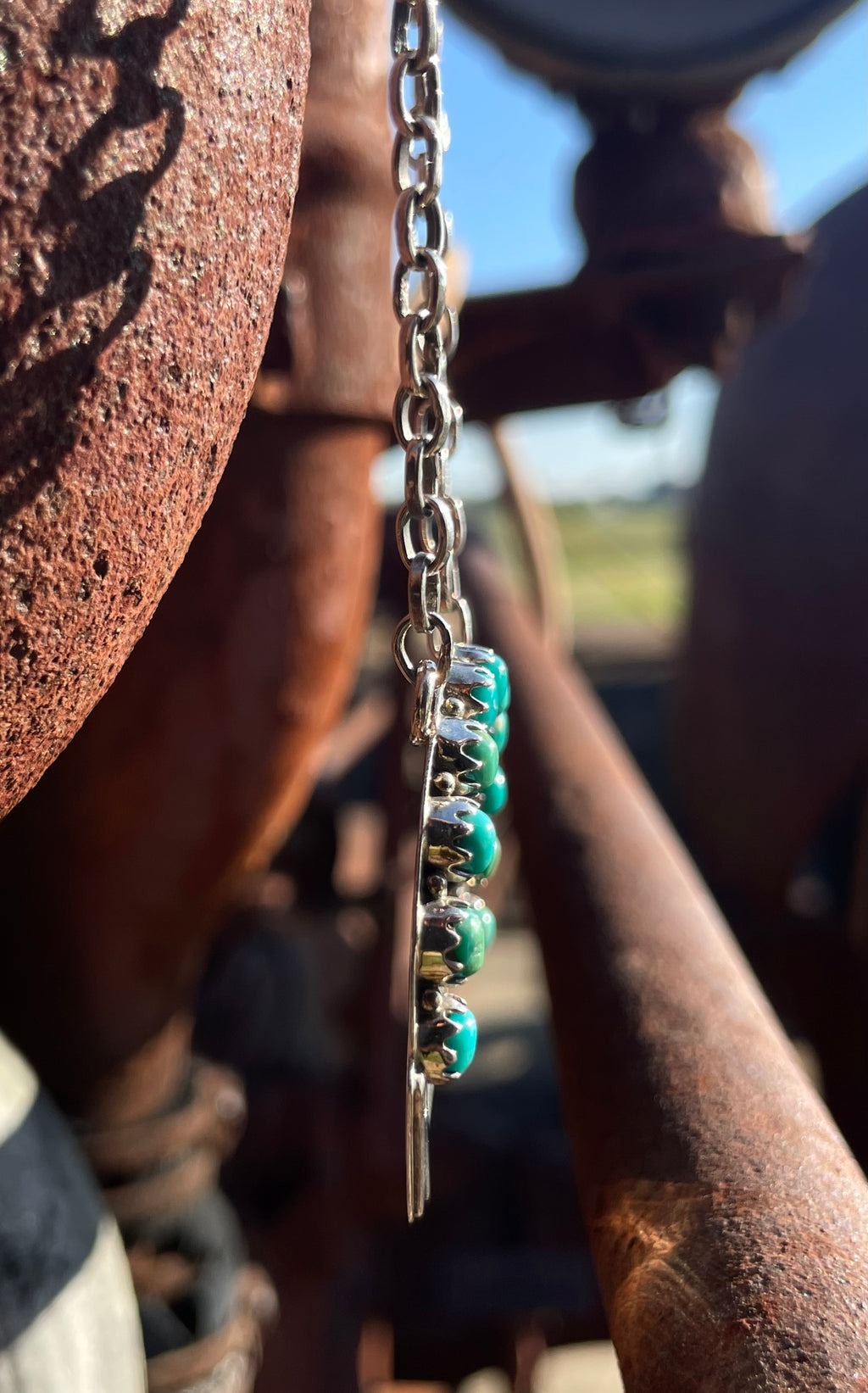 Kingman Lightning Bolts Turquoise Necklace | 925 Sterling Silver E361