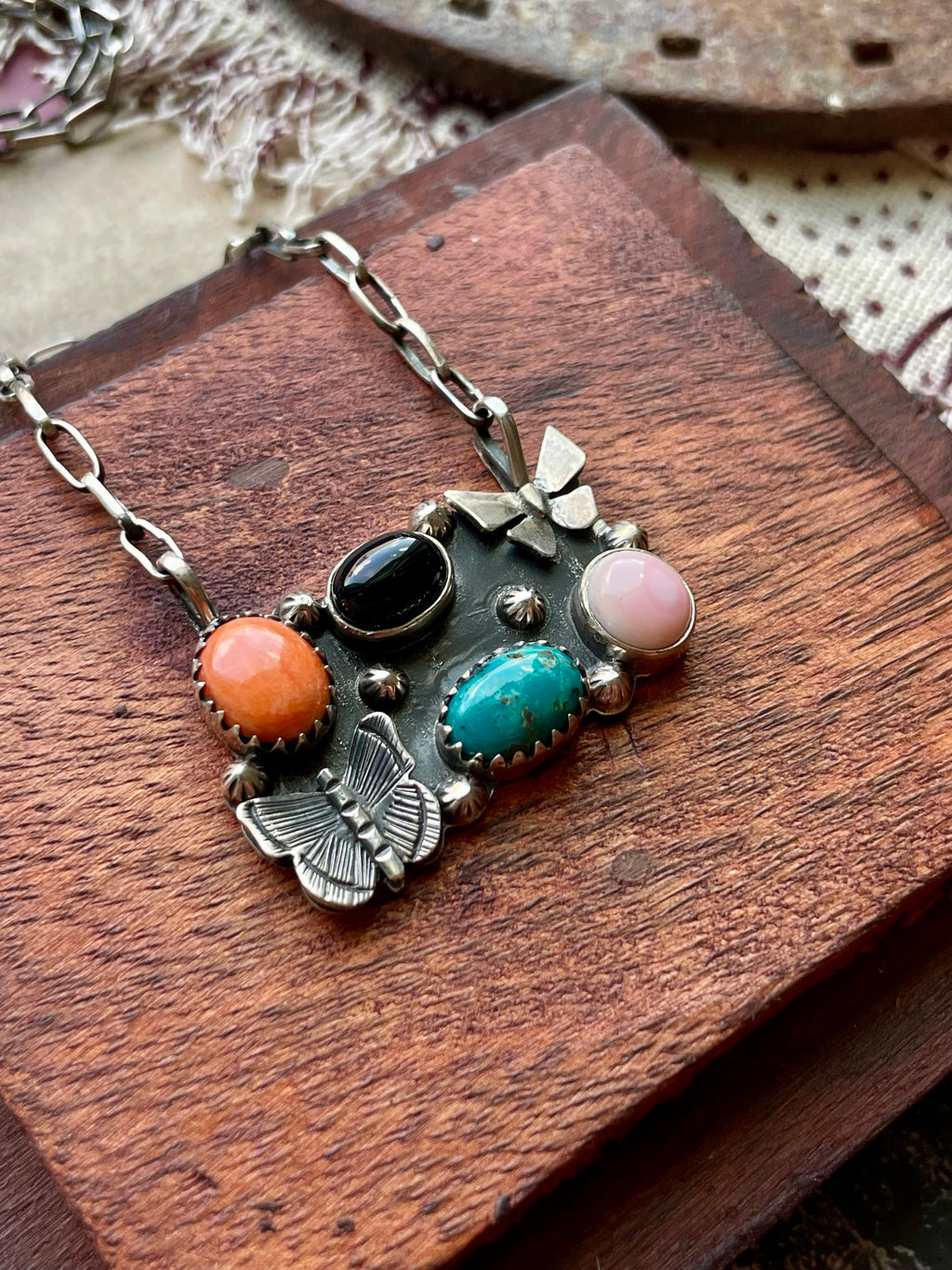 Multi-Stone Butterfly Necklace | 925 Sterling Silver D203