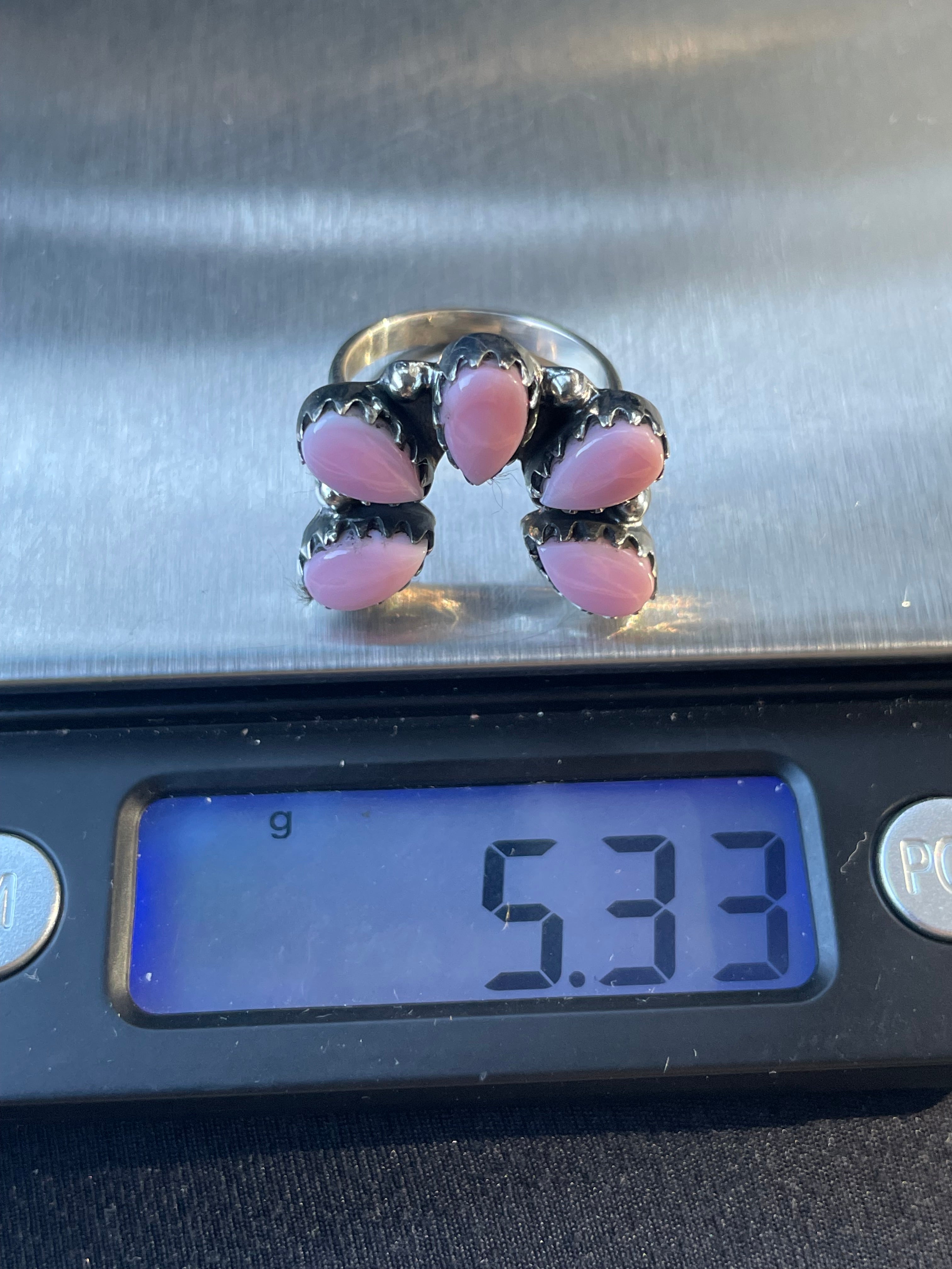 Pink Conch Naja Ring Size 6 | 925 Sterling Silver Southwest B988
