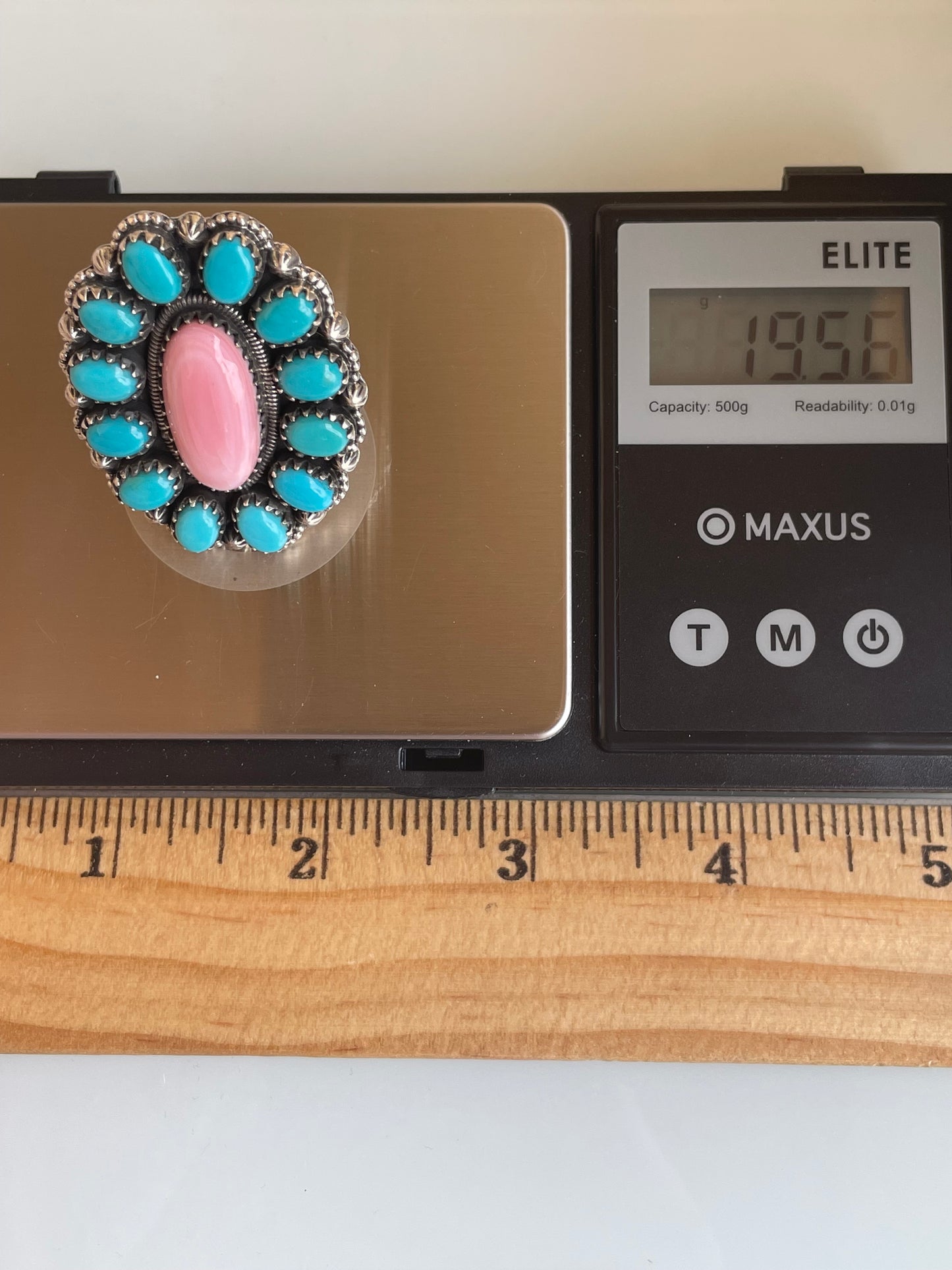 Pink Conch & Kingman Turquoise Ring Size 9.25 | 925 Sterling Silver G469