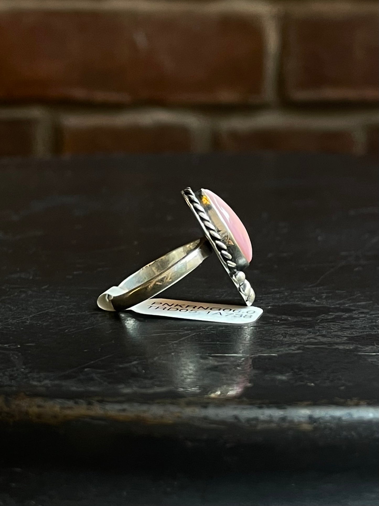 Pink Conch Teardrop Ring | Sterling Silver | Size 7 | A732