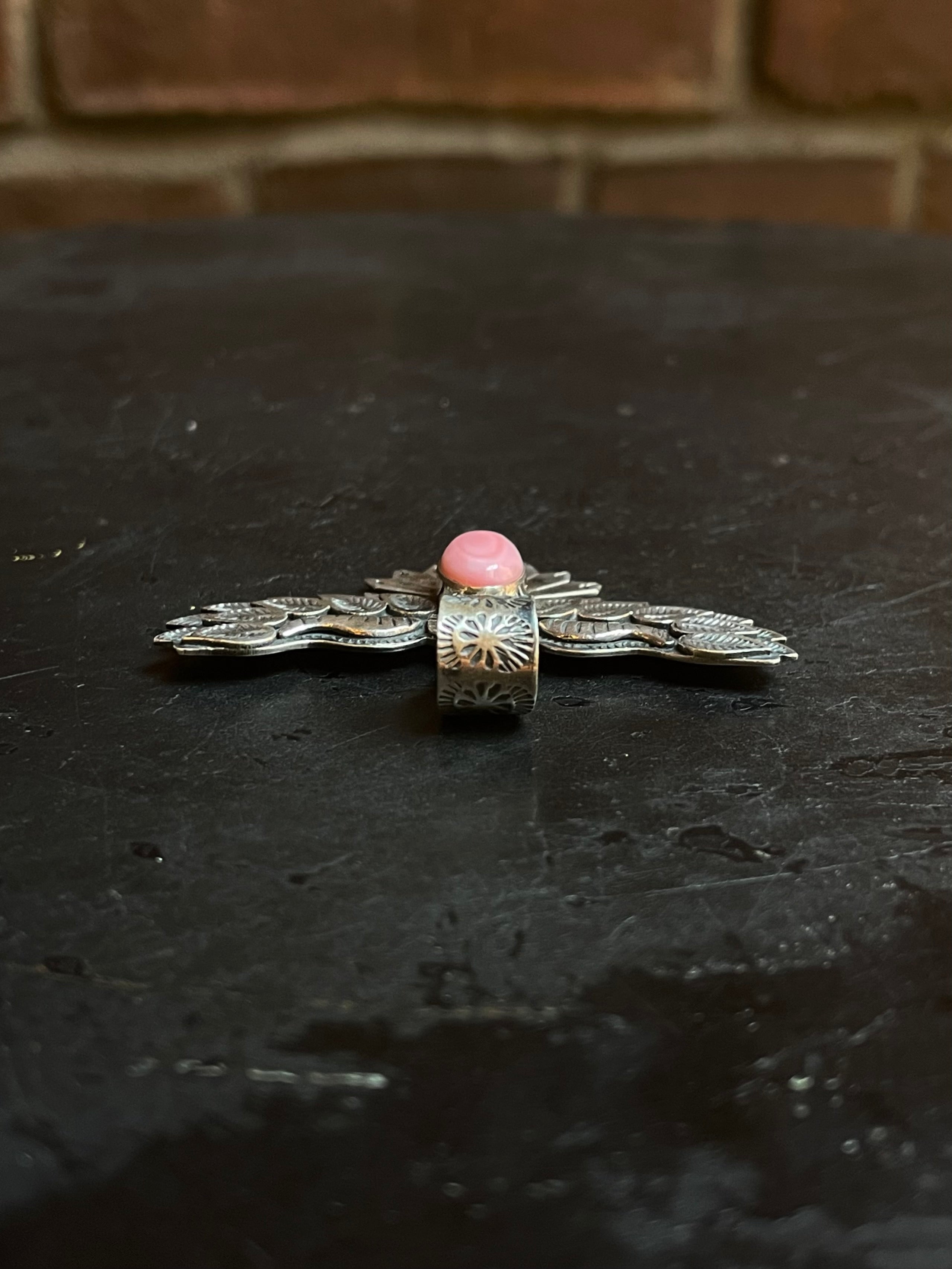 Pink Conch Thunderbird Pendant | Sterling Silver G448