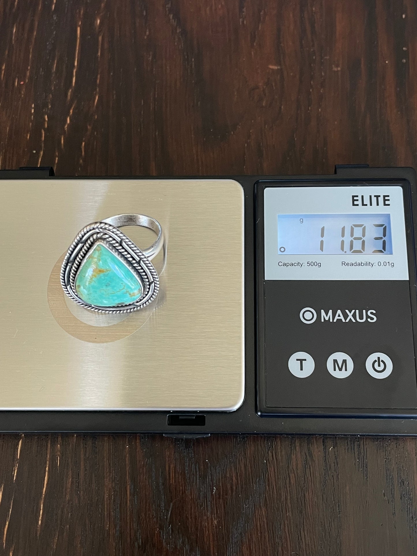 Turquoise Tear Drop Ring Size 9 | Sterling Silver E861