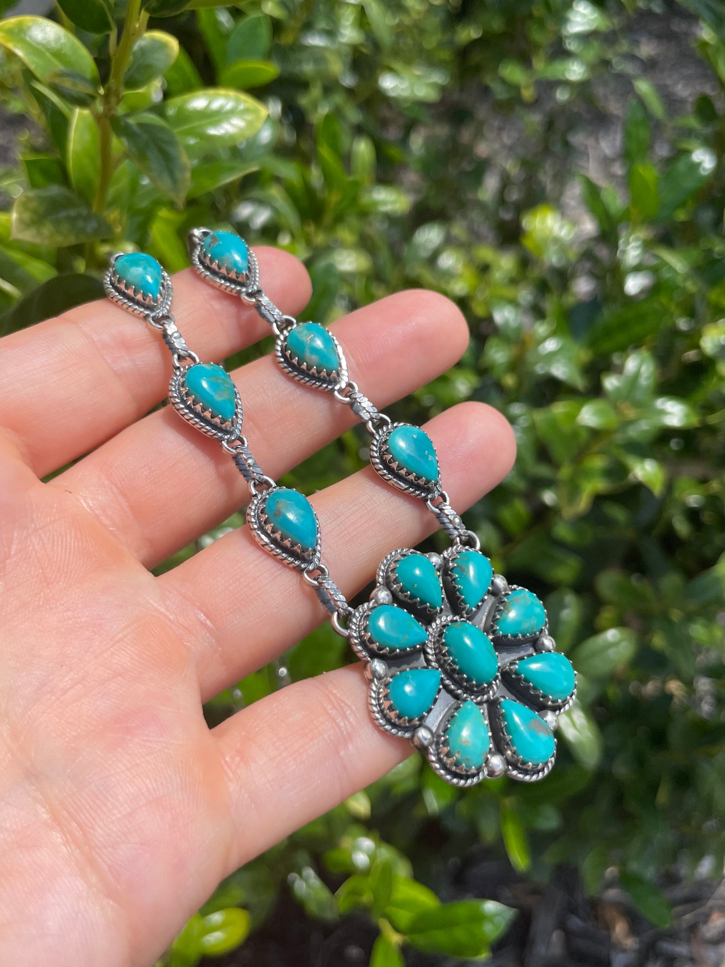 Turquoise Cluster Necklace | 925 Sterling Silver D159
