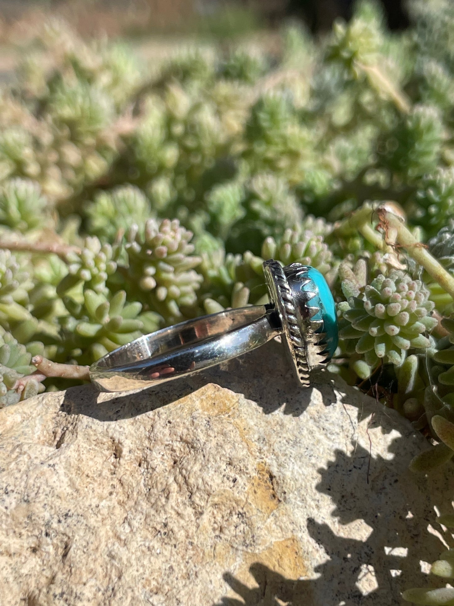 Kingman Turquoise Heart Ring Size 8 | 925 Sterling Silver Southwest B986
