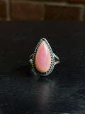 Pink Conch Tear Drop Ring | 925 Sterling Silver Size 9 E465