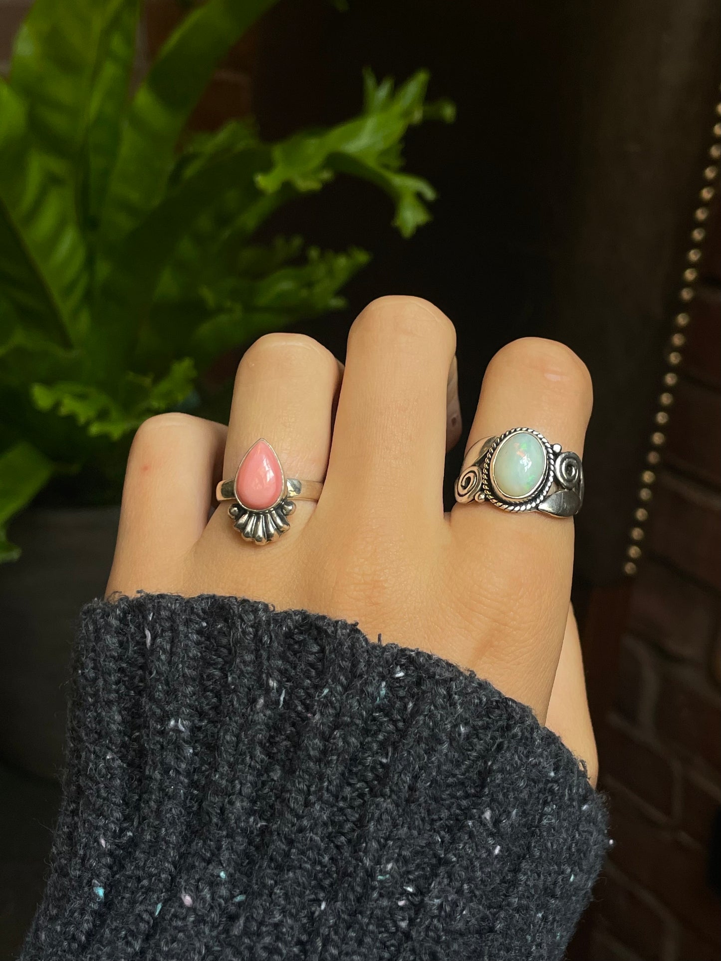 Pink Conch Tear Drop Ring Size 7 | 925 Sterling Silver G153