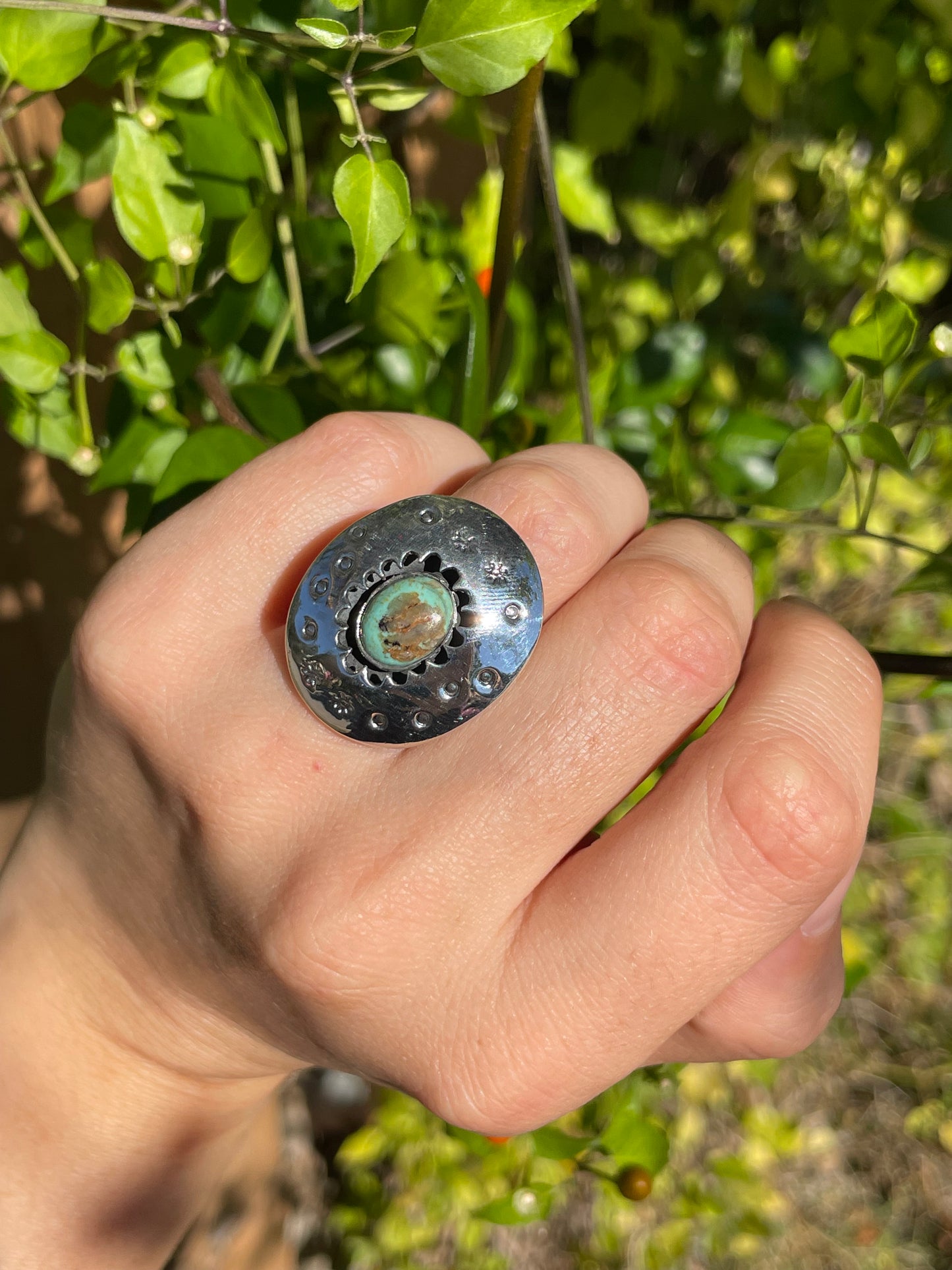 Turquoise Shadow Box Ring | 925 Sterling Silver | Size 6.5 B316