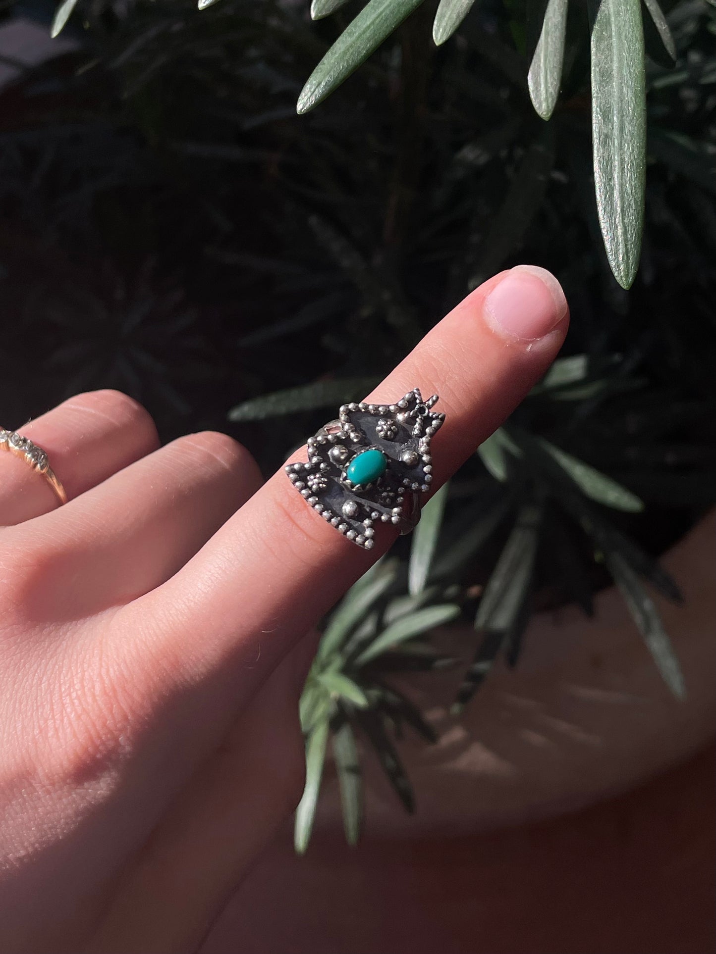 Turquoise Christmas Tree Ring Size 7 | 925 Sterling Silver C885