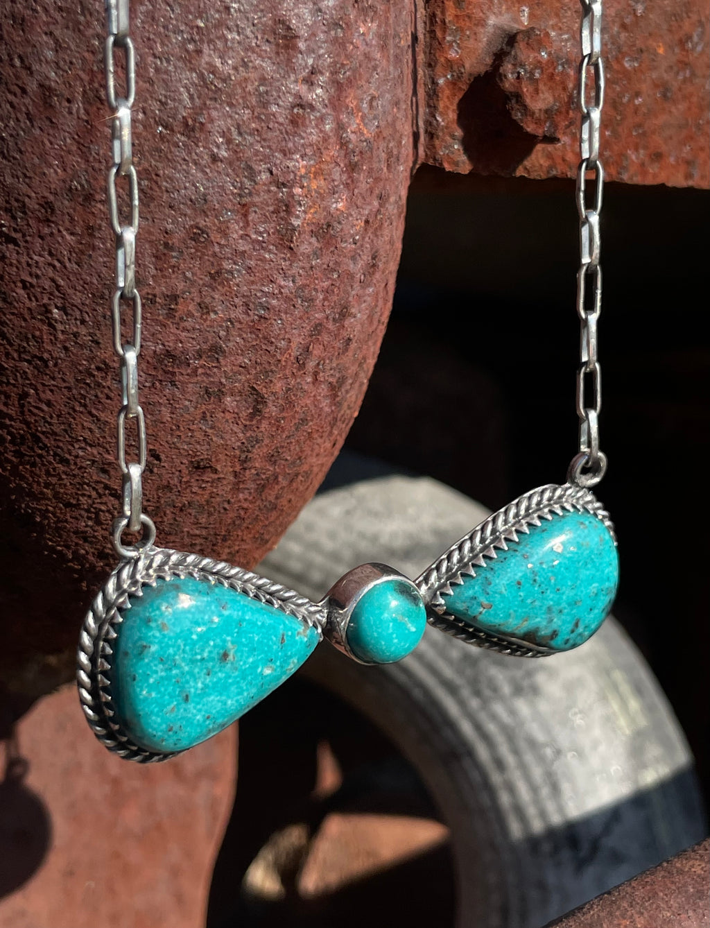 Kingman Turquoise Bar Necklace | Bow Style Center | 925 Silver E624