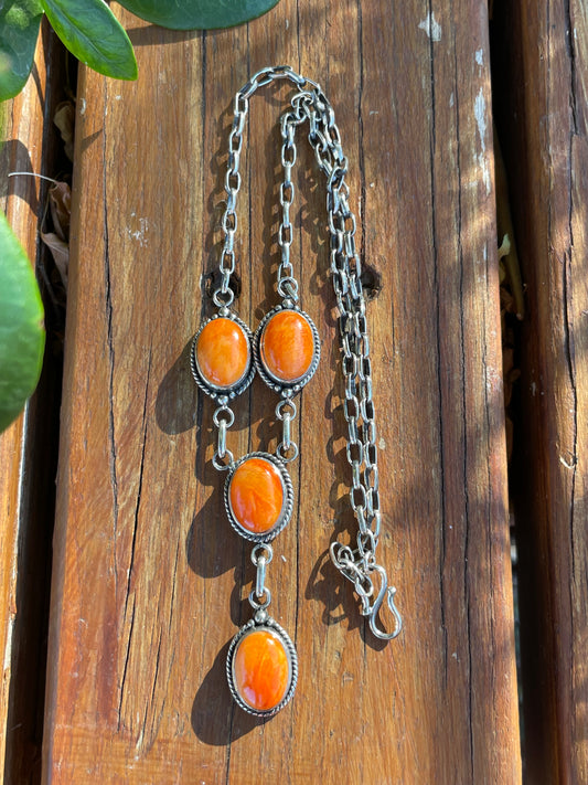 Spiny Oyster Vertical Pendant Necklace | Sterling Silver 925 | B896