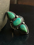 Kingman Turquoise Triple Stone Ring Size 6 | 925 Sterling Silver G555