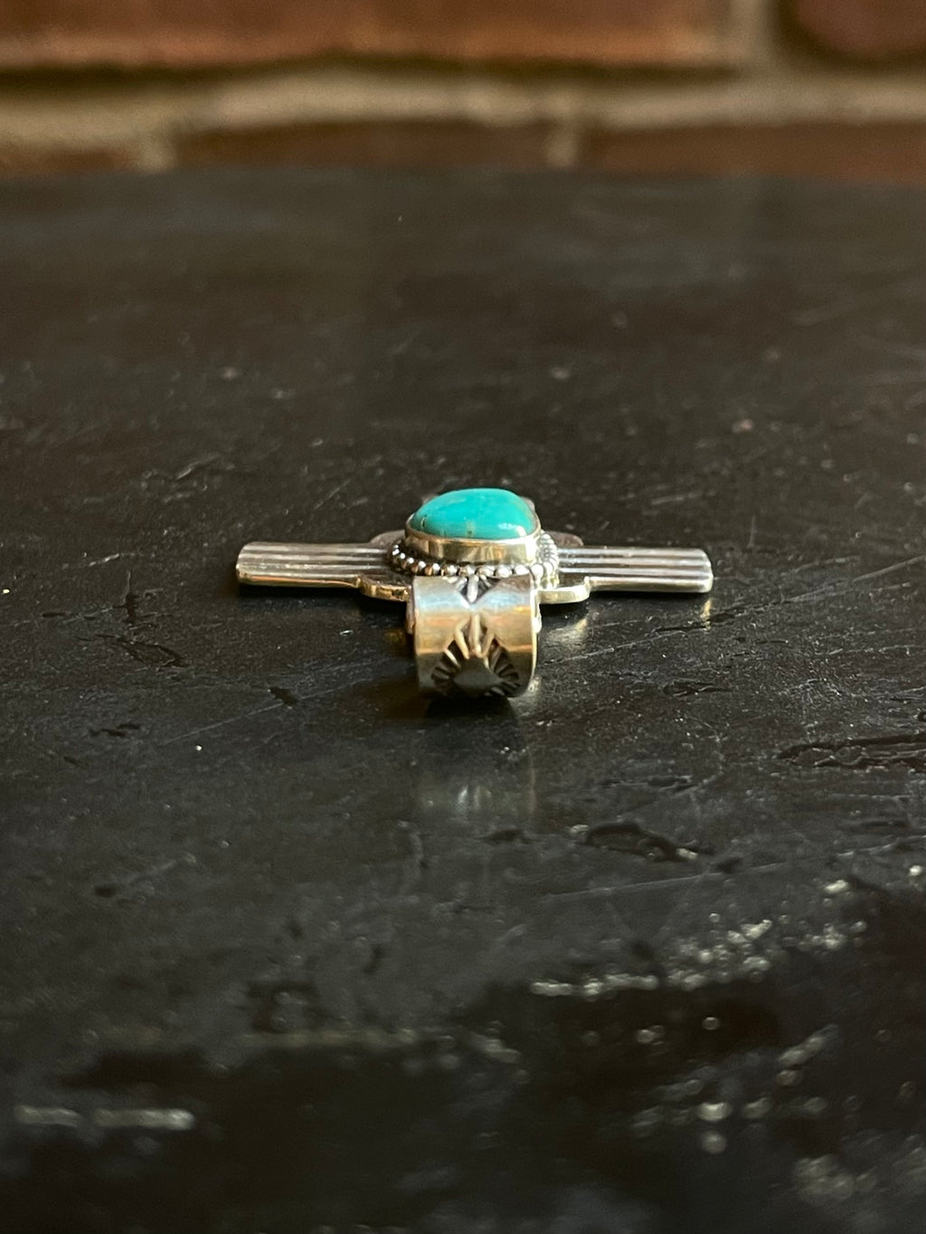 Kingman Turquoise Zia Cross Pendant | Sterling Silver G462