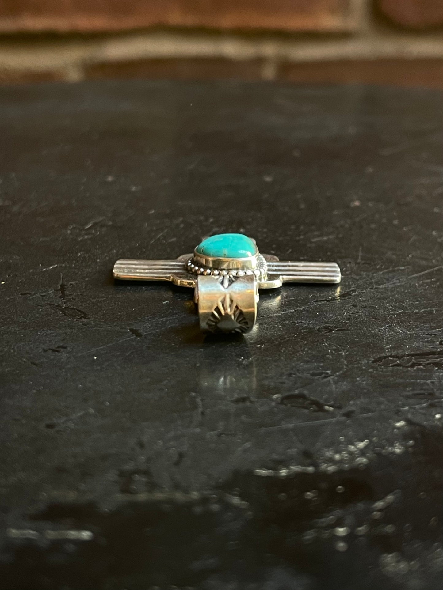 Kingman Turquoise Zia Cross Pendant | Sterling Silver G462