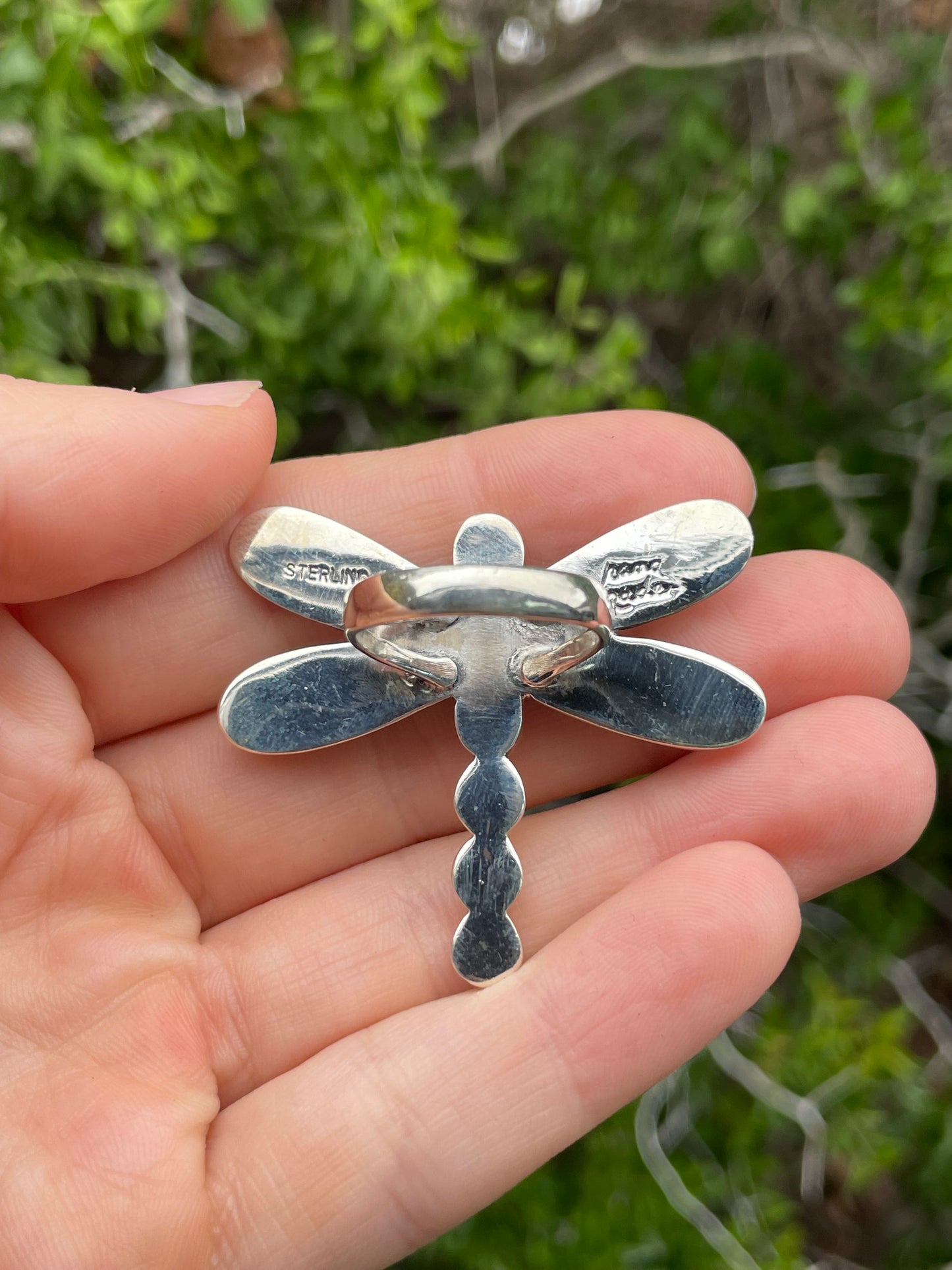 Spiny Oyster Dragonfly Ring | Sterling Silver 925 Size 7.75 B755