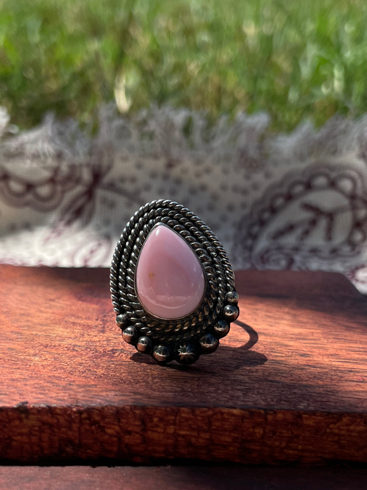 Pink Conch Teardrop Ring | 925 Sterling Silver Size 8 D308
