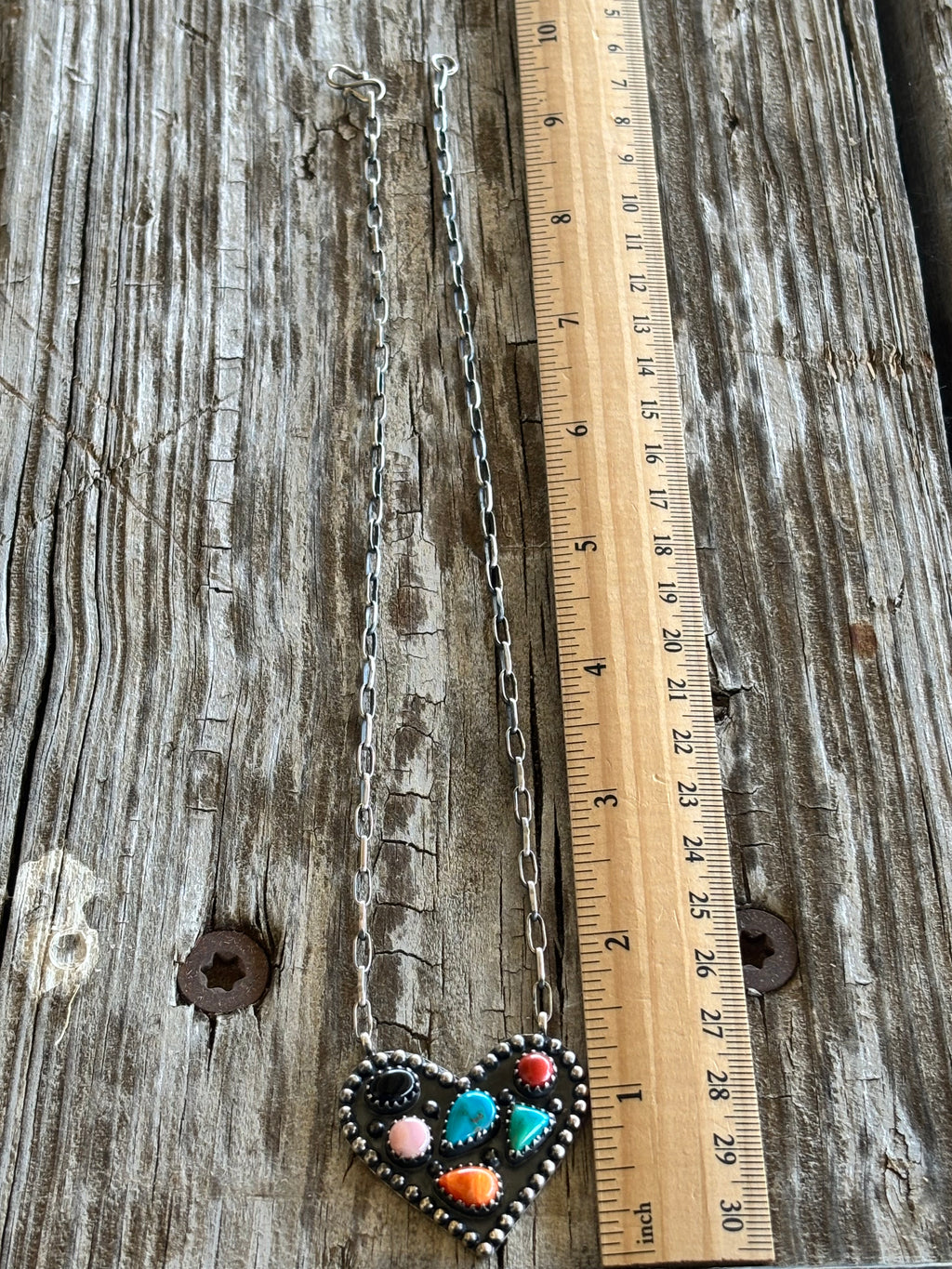 Mixed Stone Heart Necklace | 925 Sterling Silver Z12