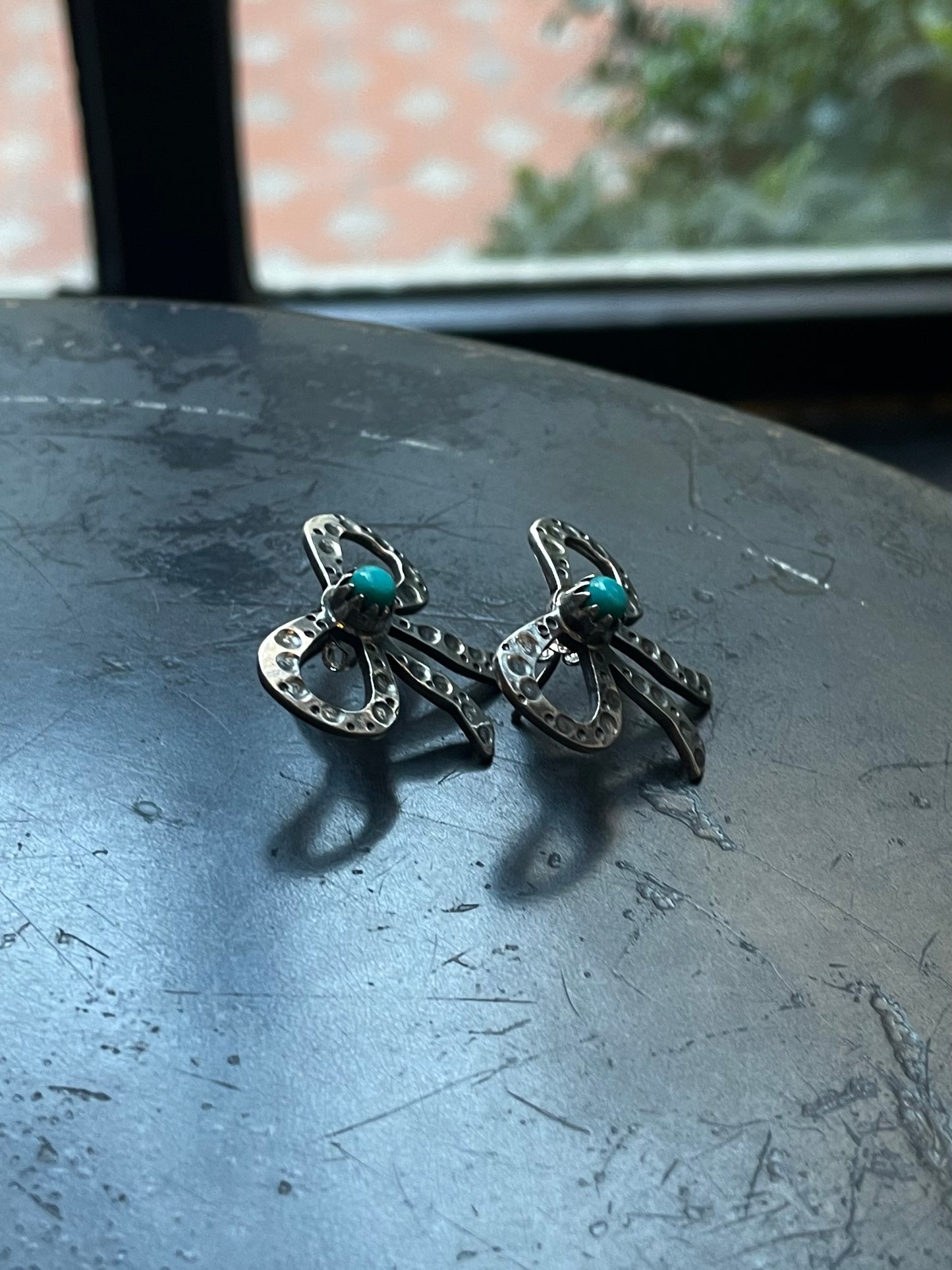 Kingman Turquoise Bow Stud Earrings | Sterling Silver E664