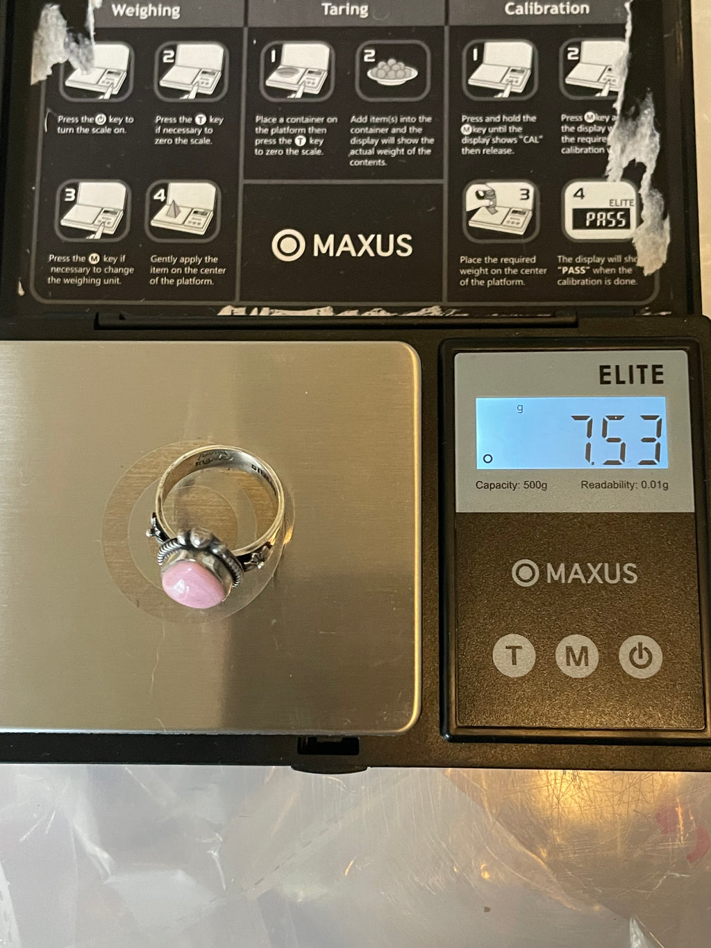 Pink Conch Tear Drop Ring | 925 Sterling Silver Size 7.5 E463