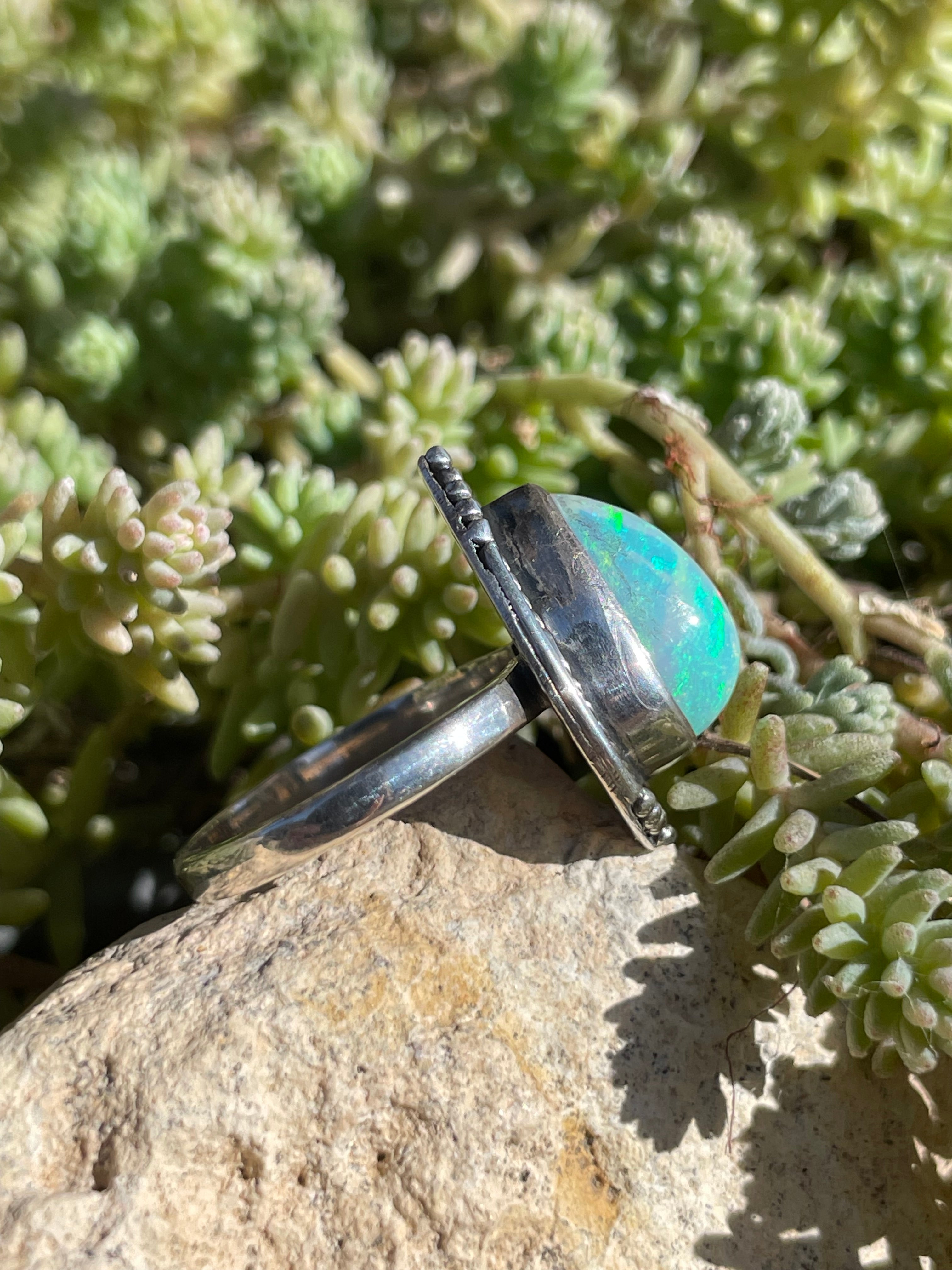 Opal Teardrop Ring  Size 7.75 | 925 Sterling Silver  B991