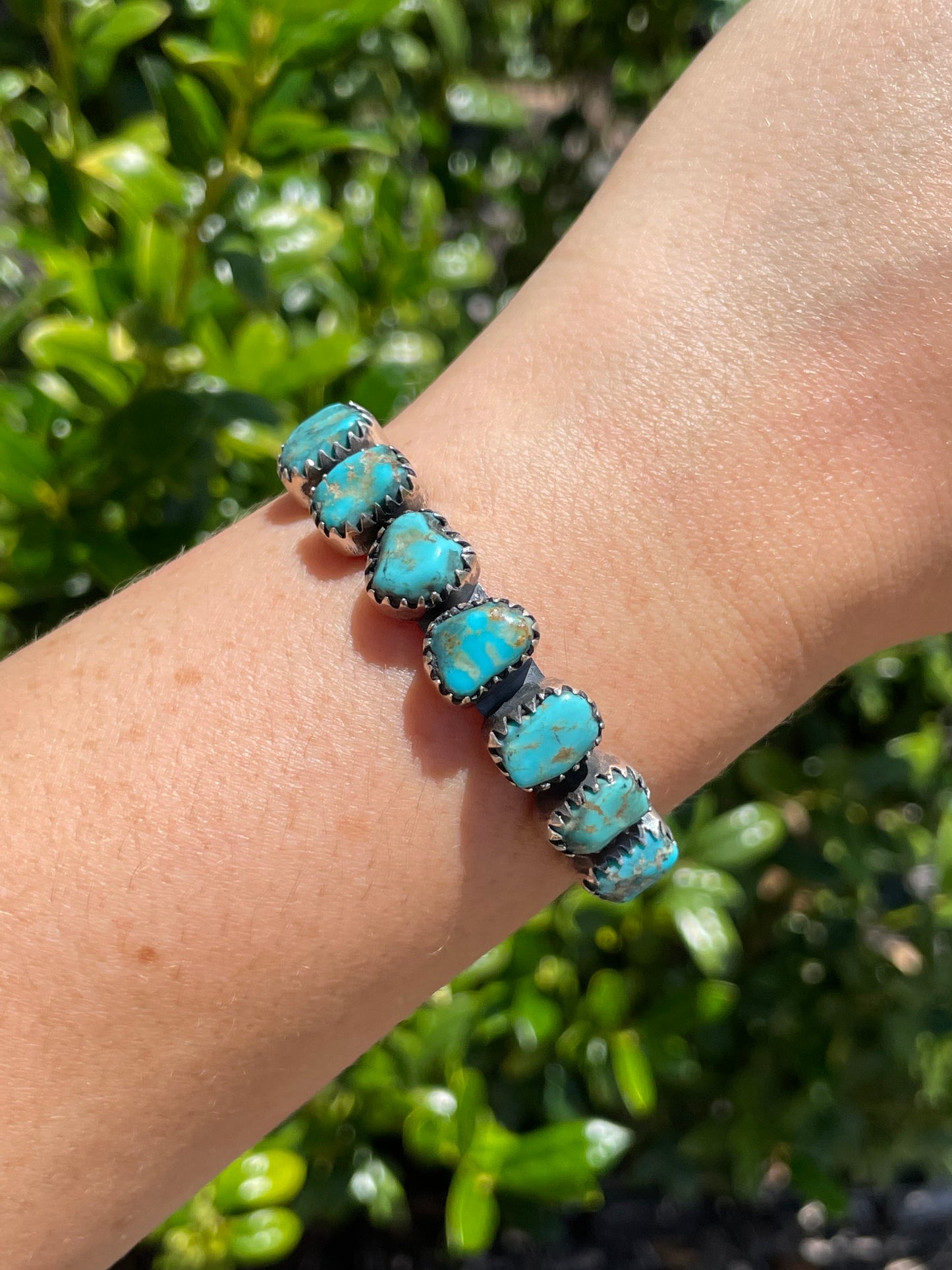 Kingman Turquoise Row Cuff Bracelet | 925 Sterling Silver D149