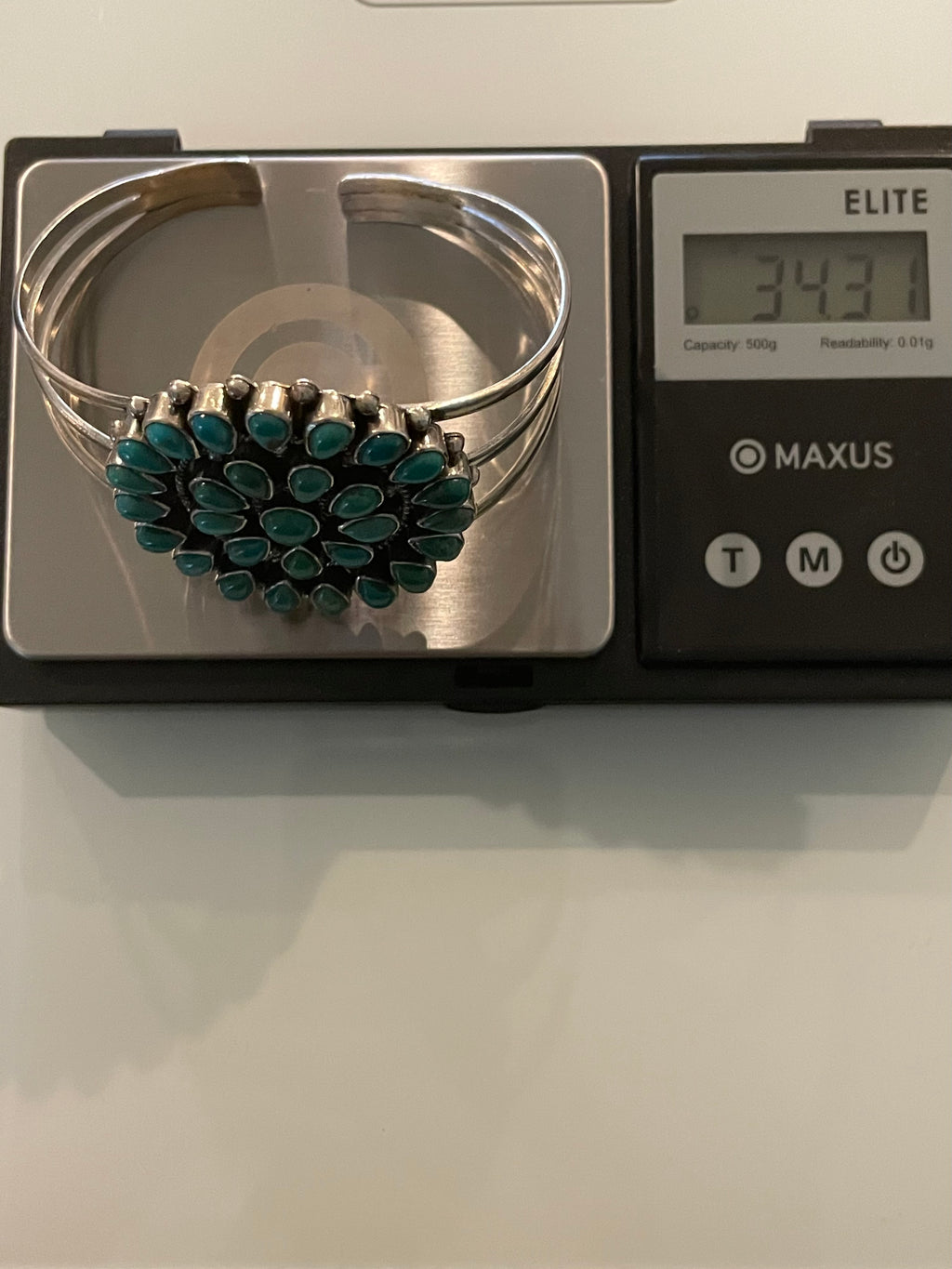 Turquoise Cluster Cuff Bracelet | 925 Sterling Silver G732