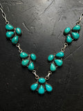 Kingman Turquoise Cluster Lariat Necklace | Sterling Silver G411