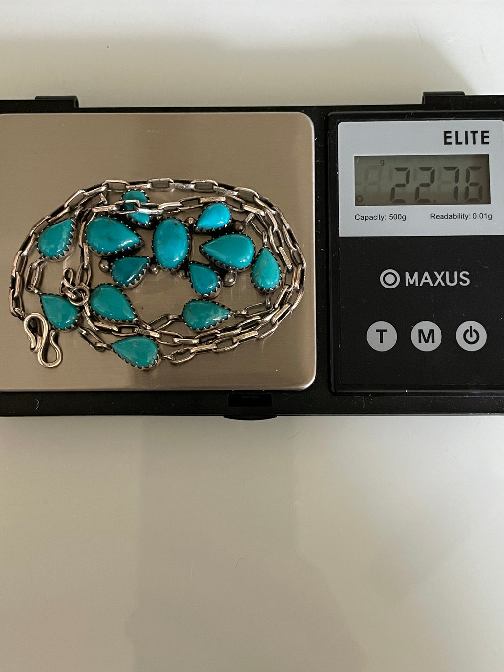 Kingman Turquoise Cluster Lariat Necklace | 925 Sterling Silver G591