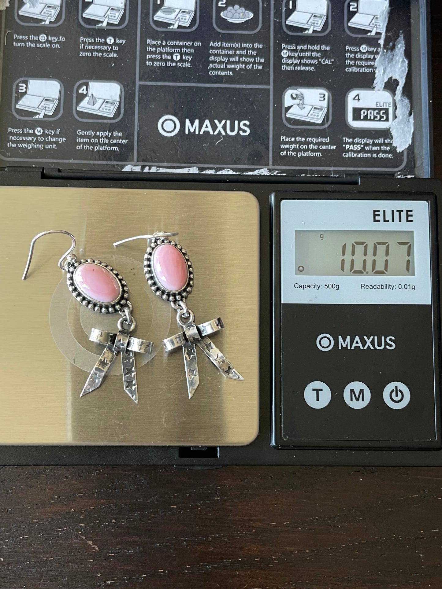 Pink Conch Bow Dangle Earrings | Sterling Silver E801