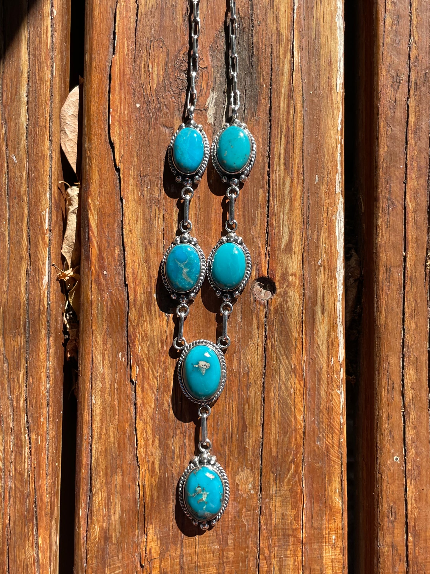 Kingman Turquoise Lariat Necklace | Sterling Silver 925 B879