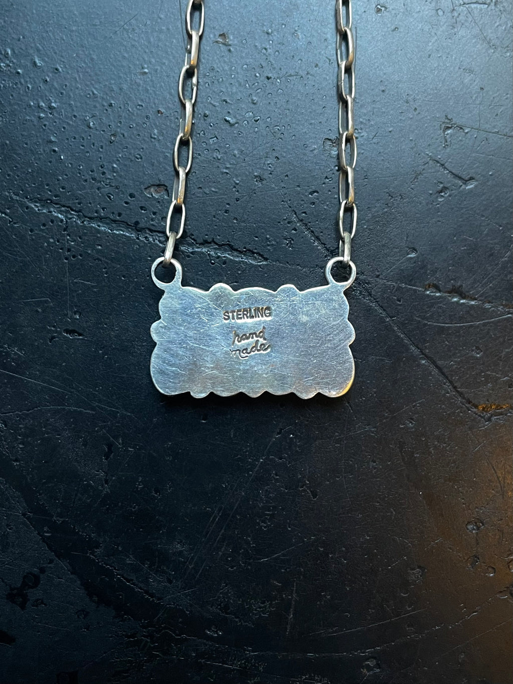 Spiny Oyster Cluster Bar Necklace | Rectangular Station | 925 Silver E589